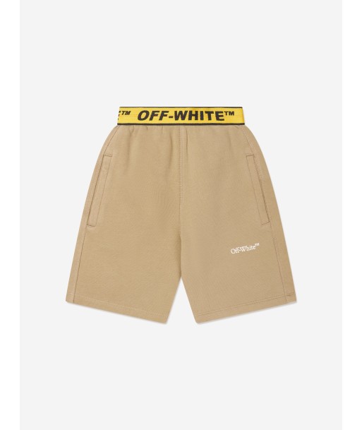 Off-White Boys Industrial Logo Band Sweat Shorts in Beige offre 