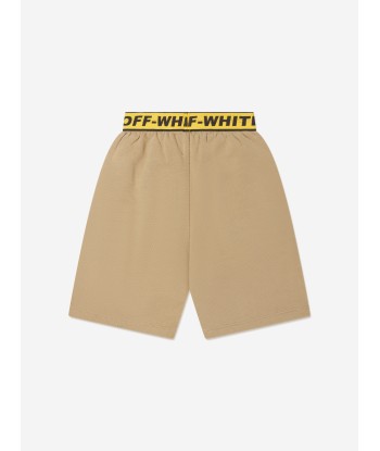 Off-White Boys Industrial Logo Band Sweat Shorts in Beige offre 