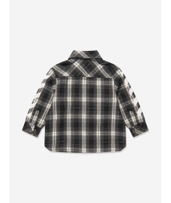 Off-White Boys Bookish Diag Flannel Shirt in Black des créatures d'habitude