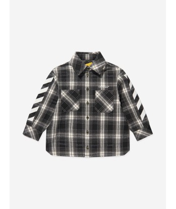 Off-White Boys Bookish Diag Flannel Shirt in Black des créatures d'habitude