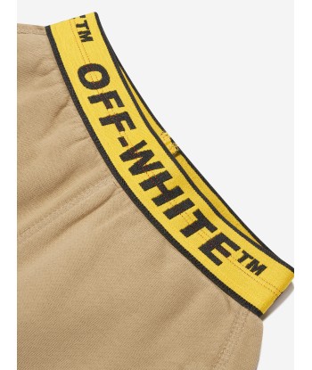 Off-White Boys Industrial Logo Band Sweat Shorts in Beige offre 