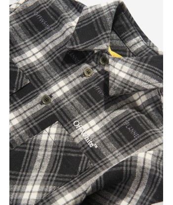 Off-White Boys Bookish Diag Flannel Shirt in Black des créatures d'habitude