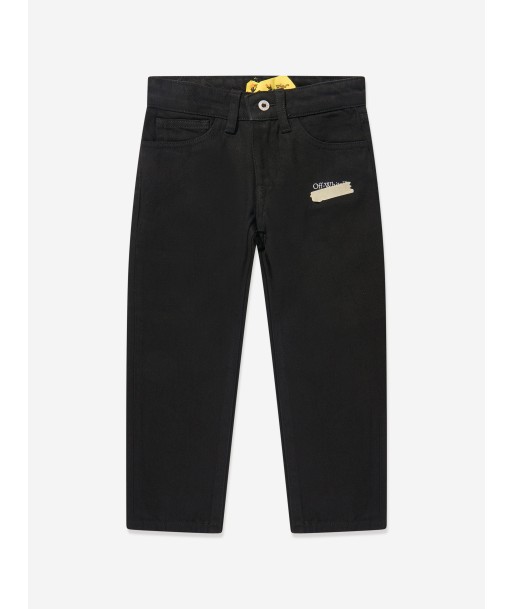 Off-White Boys Paper Tape Diag Jeans in Black l'achat 