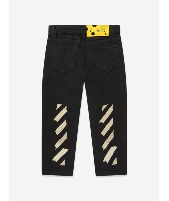 Off-White Boys Paper Tape Diag Jeans in Black l'achat 