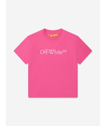 Off-White Girls Bookish Bit Logo T-Shirt in Pink pas cher chine