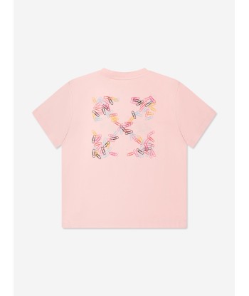 Off-White Girls Paper Clips Arrow T-Shirt in Pink pas cher