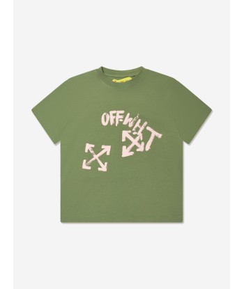 Off-White Girls Paint Script T-Shirt in Green outlet