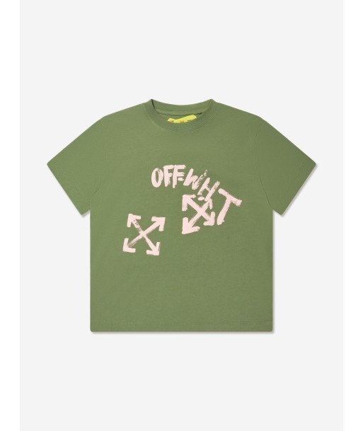 Off-White Girls Paint Script T-Shirt in Green outlet