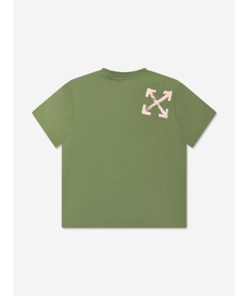 Off-White Girls Paint Script T-Shirt in Green outlet