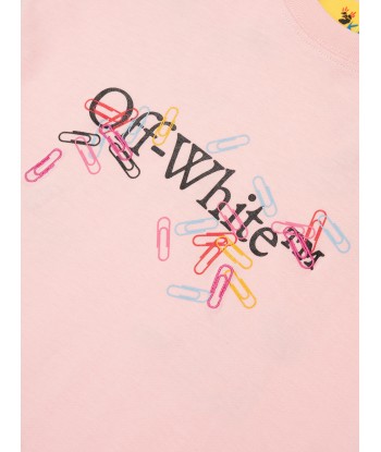 Off-White Girls Paper Clips Arrow T-Shirt in Pink pas cher