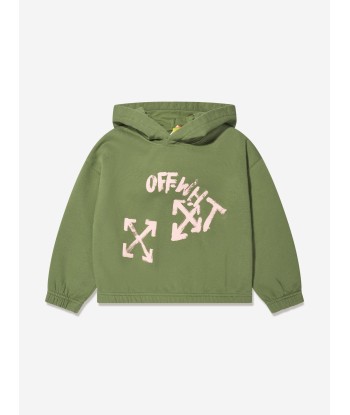 Off-White Girls Paint Script Elastic Hoodie in Green Toutes les collections ici