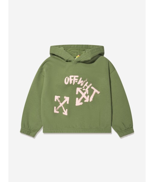 Off-White Girls Paint Script Elastic Hoodie in Green Toutes les collections ici