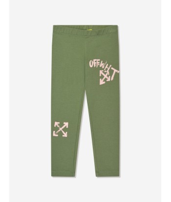 Off-White Girls Paint Script Leggings in Green à prix réduit toute l'année