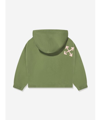 Off-White Girls Paint Script Elastic Hoodie in Green Toutes les collections ici