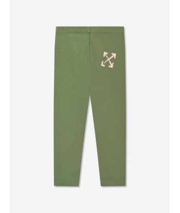 Off-White Girls Paint Script Leggings in Green à prix réduit toute l'année