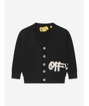 Off-White Girls Off Logo Knit Cardigan in Black de votre