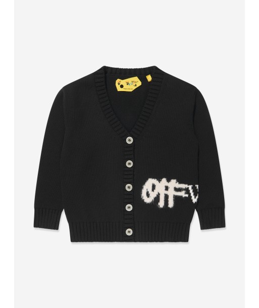 Off-White Girls Off Logo Knit Cardigan in Black de votre