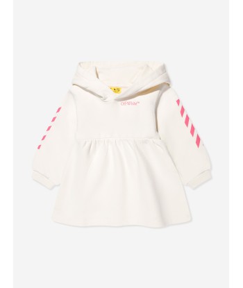 Off-White Baby Girls Hooded Sweater Dress in Ivory offre 