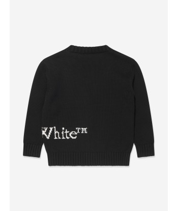 Off-White Girls Off Logo Knit Cardigan in Black de votre