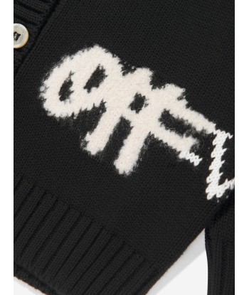 Off-White Girls Off Logo Knit Cardigan in Black de votre