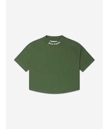 Palm Angels Boys Classic Logo T-Shirt in Green les ligaments