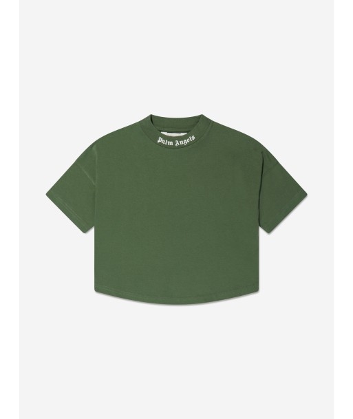 Palm Angels Boys Classic Logo T-Shirt in Green les ligaments