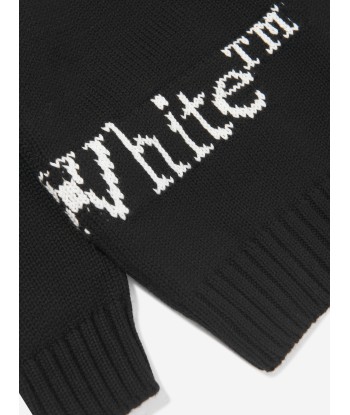 Off-White Girls Off Logo Knit Cardigan in Black de votre