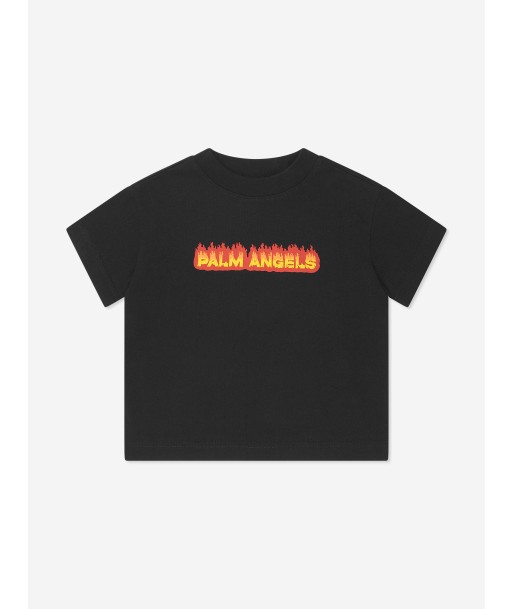 Palm Angels Boys PA Flames T-Shirt in Black de votre