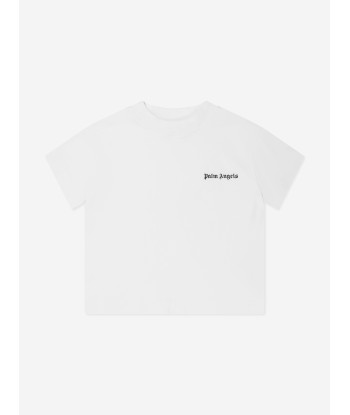 Palm Angels Boys Logo T-Shirt in White Fin de série