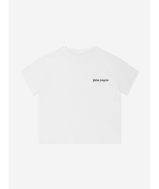 Palm Angels Boys Logo T-Shirt in White Fin de série