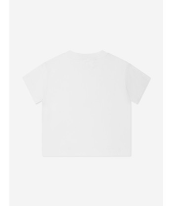 Palm Angels Boys Logo T-Shirt in White Fin de série