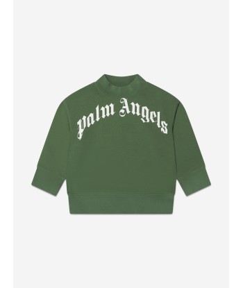 Palm Angels Boys Classic Curved Logo Sweatshirt in Green online