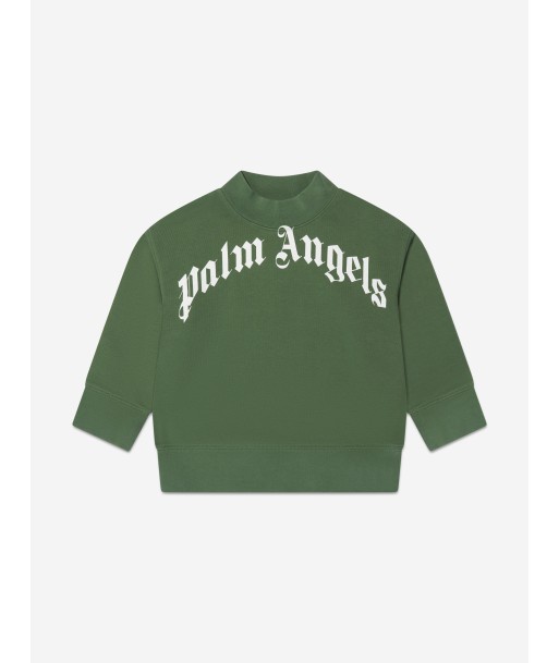 Palm Angels Boys Classic Curved Logo Sweatshirt in Green online