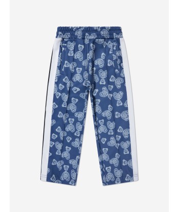 Palm Angels Boys AOP Bears Paisley Track Pants in Blue des créatures d'habitude