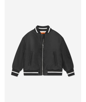 Palm Angels Boys Curved Logo Bomber Jacket in Black livraison gratuite