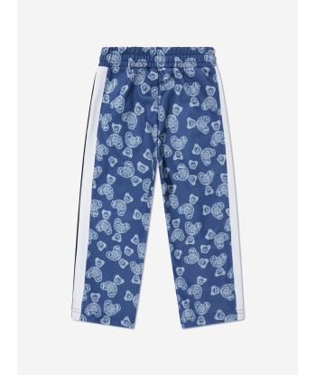 Palm Angels Boys AOP Bears Paisley Track Pants in Blue des créatures d'habitude