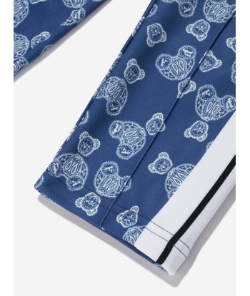 Palm Angels Boys AOP Bears Paisley Track Pants in Blue des créatures d'habitude