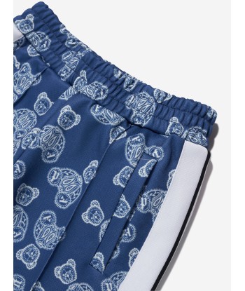 Palm Angels Boys AOP Bears Paisley Track Pants in Blue des créatures d'habitude