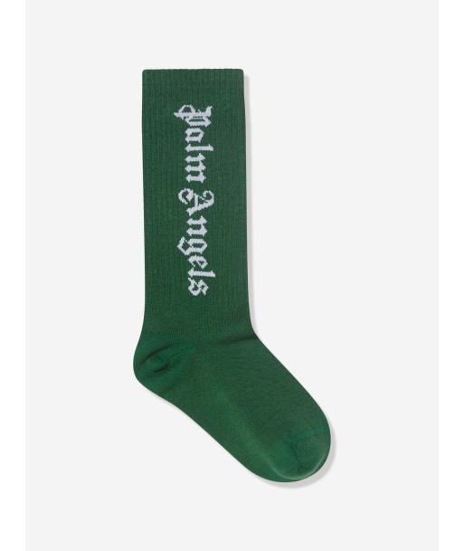 Palm Angels Boys Logo High Socks in Green acheter en ligne