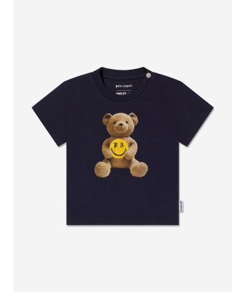 Palm Angels Baby Boys Smiley Bear T-Shirt in Navy pas cher