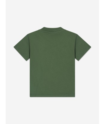 Palm Angels Baby Boys Curved Logo T-Shirt in Green en ligne