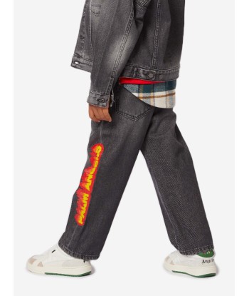 Palm Angels Boys Flames Logo Jeans in Black 2 - 3 jours ouvrés.