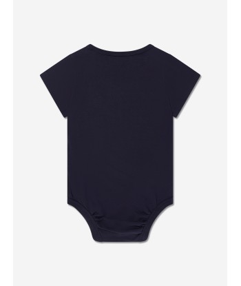 Palm Angels Baby Boys Curved Logo Bodysuit in Navy 2023