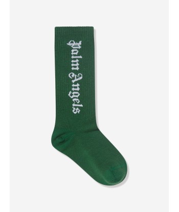 Palm Angels Boys Logo High Socks in Green acheter en ligne