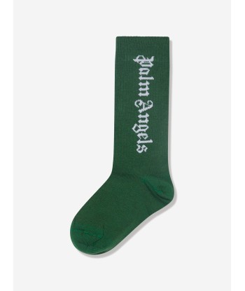 Palm Angels Boys Logo High Socks in Green acheter en ligne