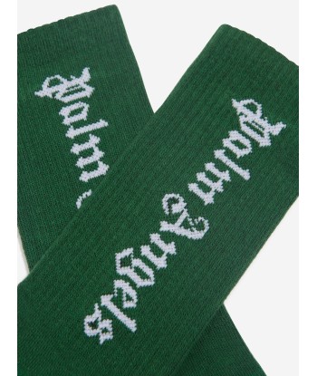 Palm Angels Boys Logo High Socks in Green acheter en ligne