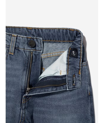 Palm Angels Boys Curved Logo Jeans in Blue Amélioration de cerveau avec