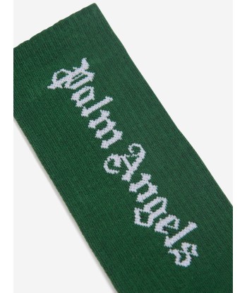 Palm Angels Boys Logo High Socks in Green acheter en ligne