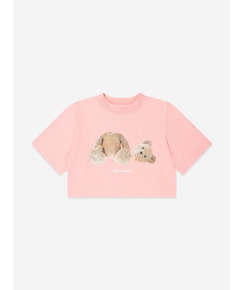 Palm Angels Girls Bear Cropped T-Shirt in Pink une grave pollution 