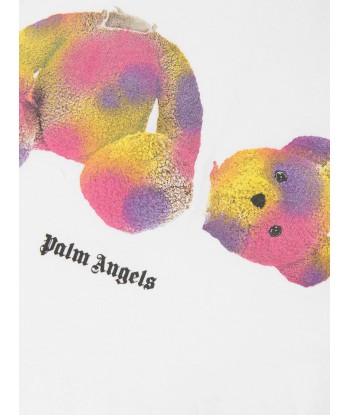 Palm Angels Girls Pop Bear Cropped T-Shirt in White pas cher